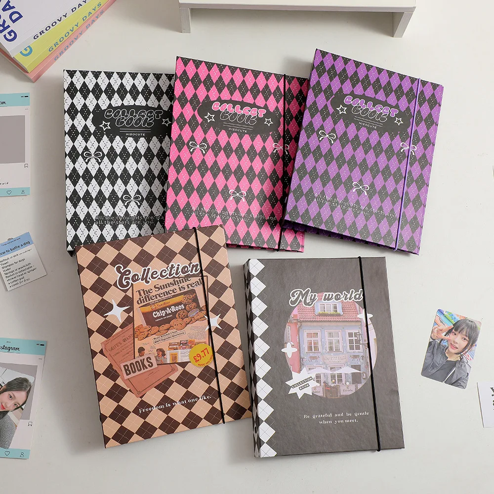 MINKYS Retro Rhombus A5 Kpop Photocard Binder Photo Cards Collect Book Storage Album Hardcover Notebook Korea Stationery