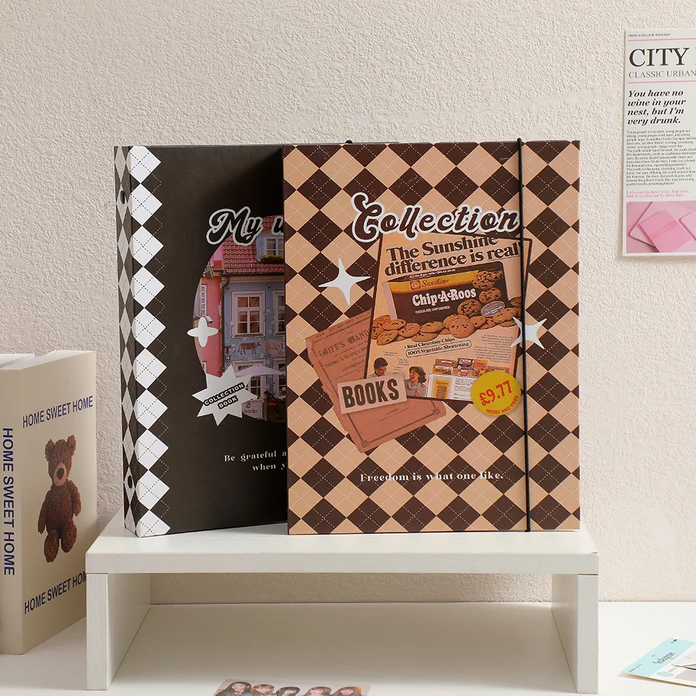 MINKYS Retro Rhombus A5 Kpop Photocard Binder Photo Cards Collect Book Storage Album Hardcover Notebook Korea Stationery
