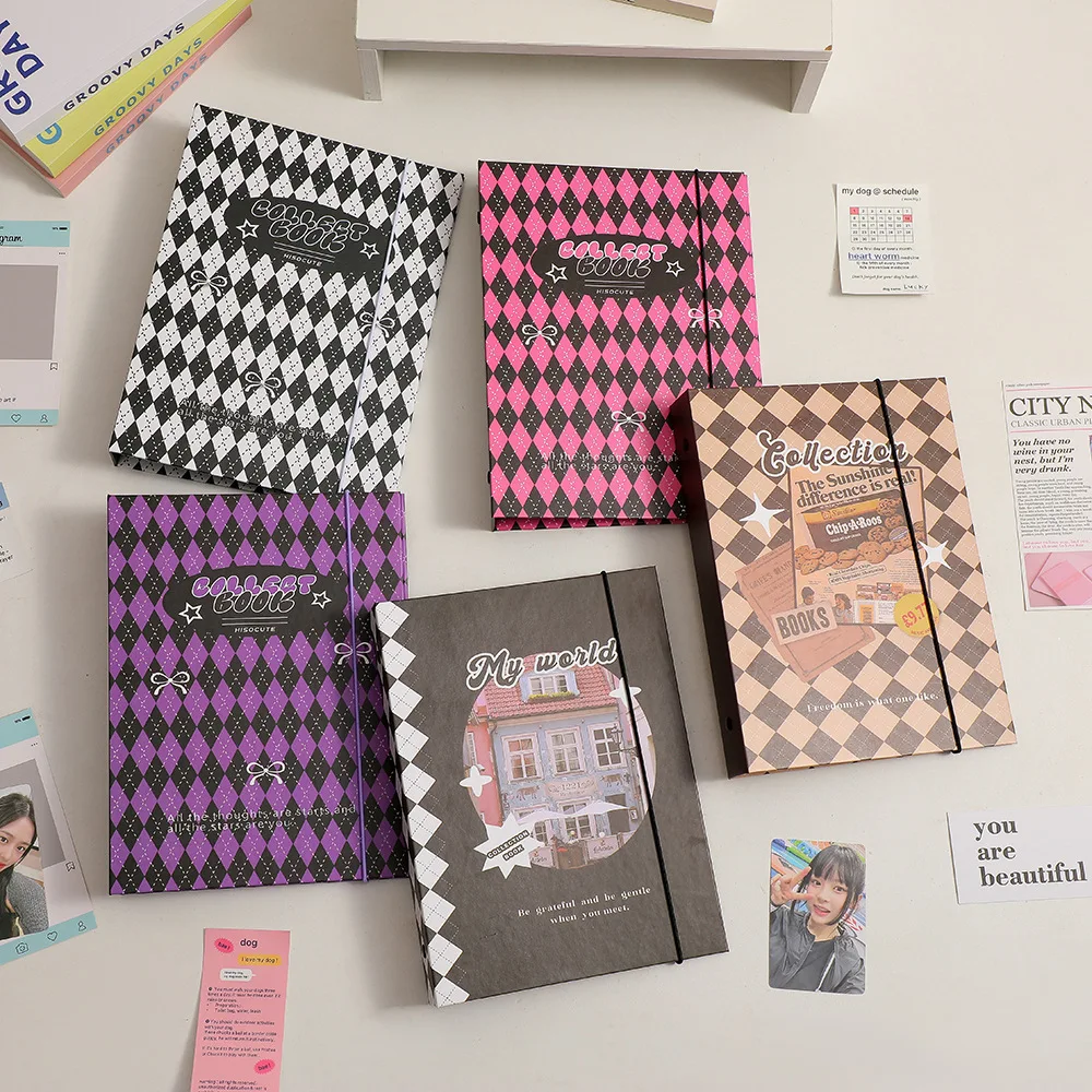 MINKYS Retro Rhombus A5 Kpop Photocard Binder Photo Cards Collect Book Storage Album Hardcover Notebook Korea Stationery