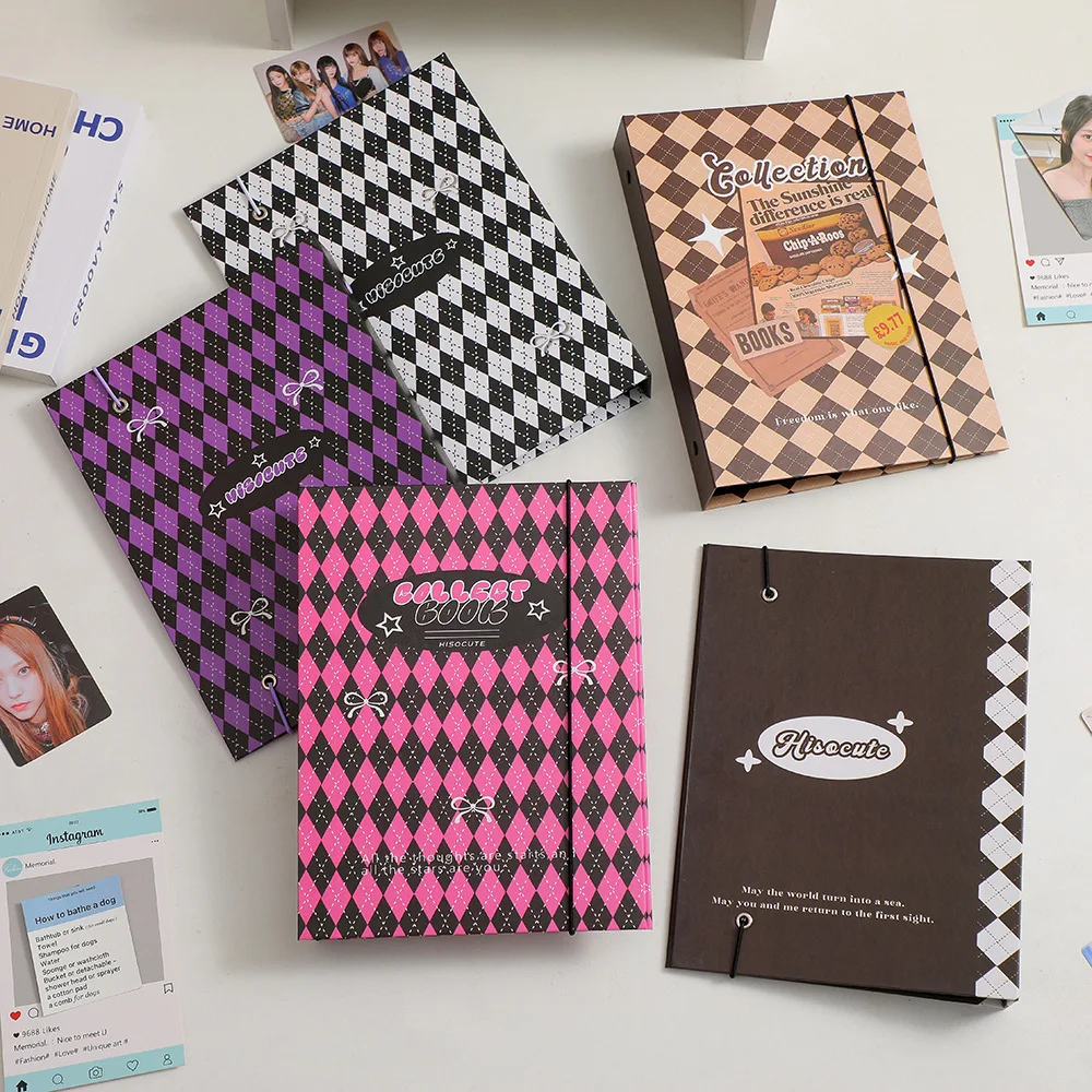MINKYS Retro Rhombus A5 Kpop Photocard Binder Photo Cards Collect Book Storage Album Hardcover Notebook Korea Stationery