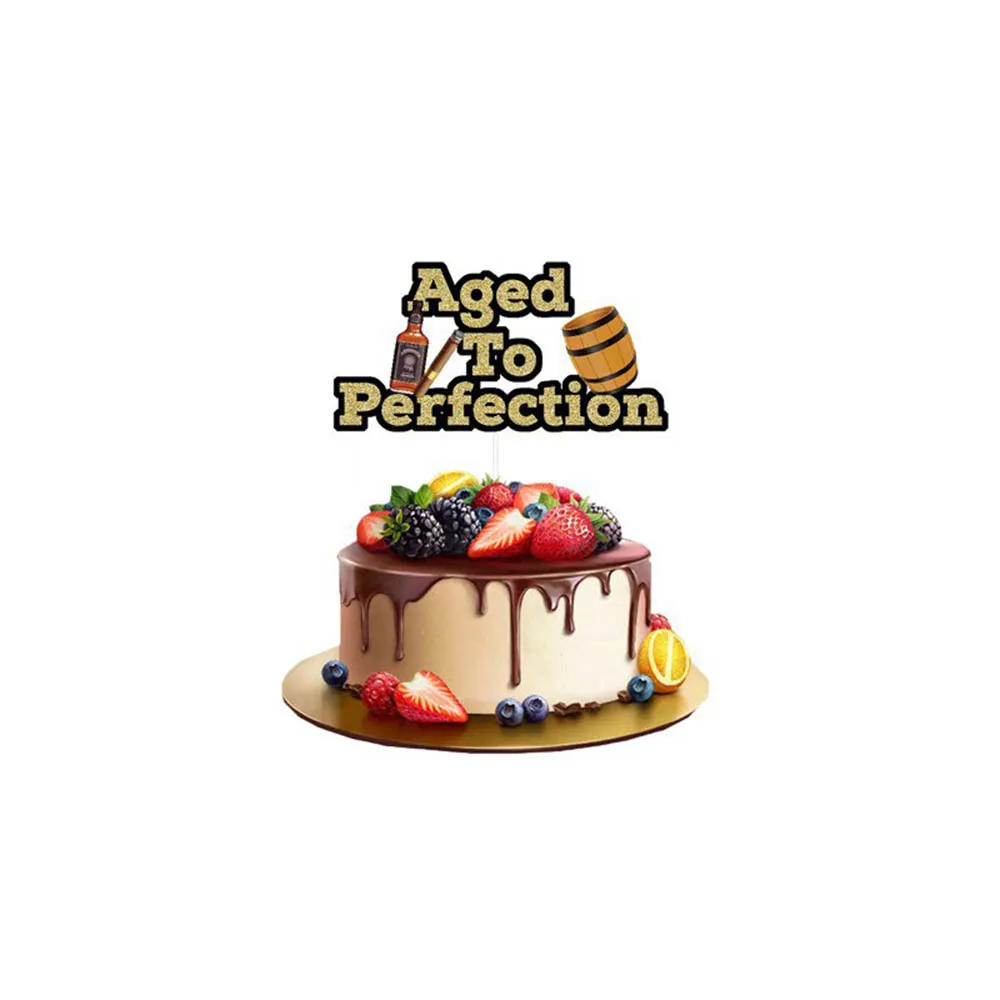 Whiskey Cupcake Toppers Aged to Perfection Party Supplies for Whiskey Party Man 40th 50th Happy Birthday Party Baking Supplies