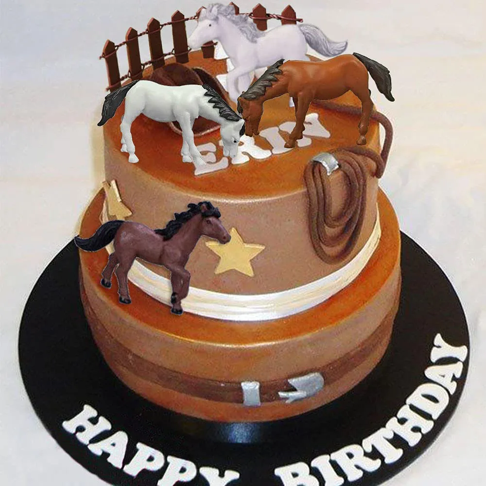 Horse Theme Party Supplies Horse Shape Cake Toppers Fence Horse Horse Racing Birthday Cowboys Cake Decorations Supplies