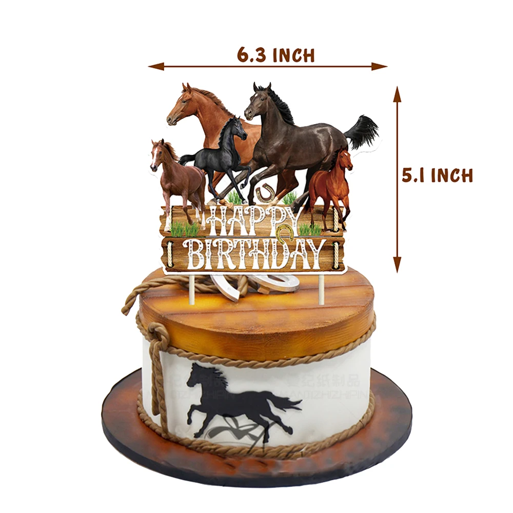 Horse Theme Party Supplies Horse Shape Cake Toppers Fence Horse Horse Racing Birthday Cowboys Cake Decorations Supplies