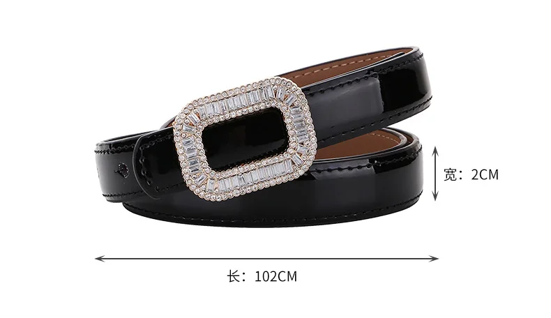 Rhinestone Buckle Women's Cowhide Belt Fashion Trend Luxury Design Jeans Accessories Gothic Retro Punk Leather Thin Waistband
