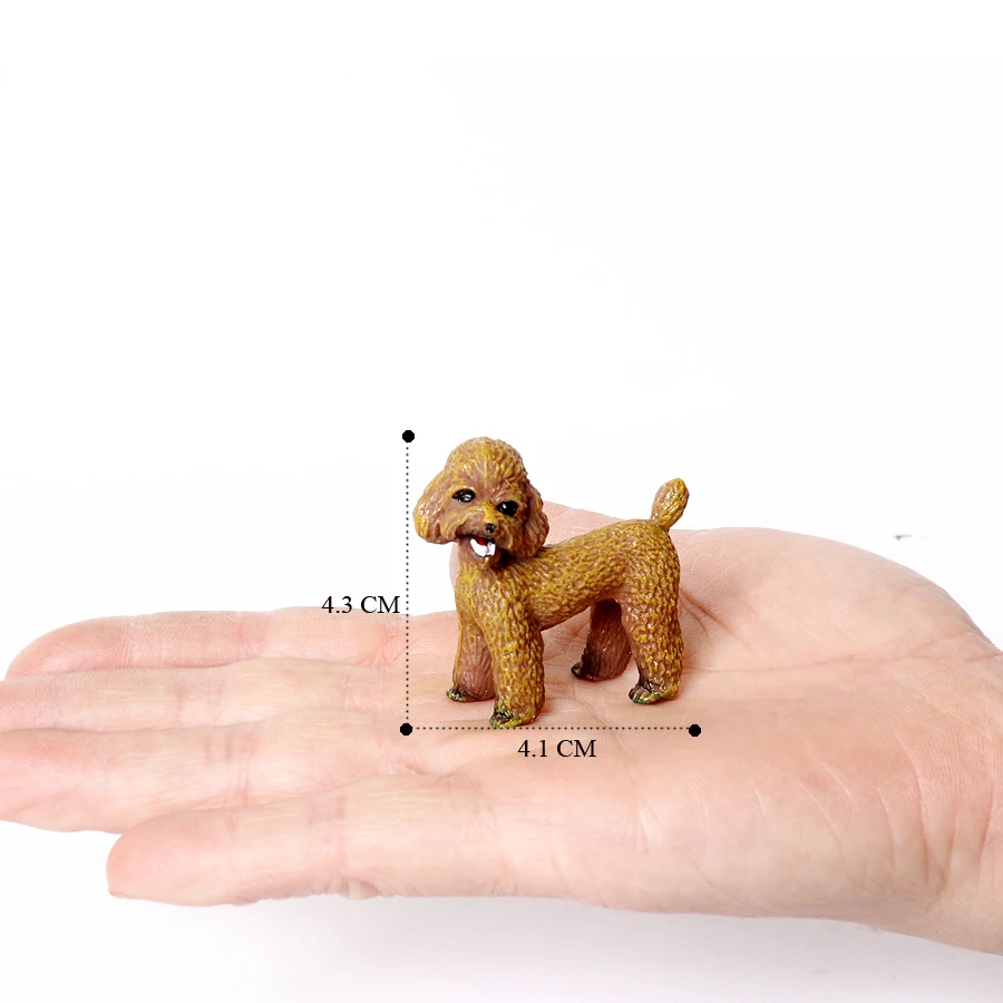 Realistic Mini Dog Figurines Labrador Poodle Bulldog Puppy Playset, Cake Topper Kids Birthday Party Table Decor Gift