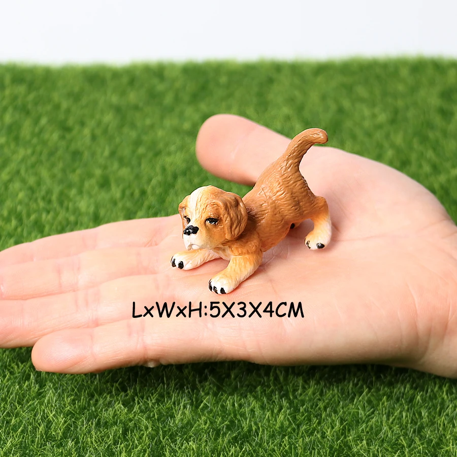 Realistic Mini Dog Figurines Labrador Poodle Bulldog Puppy Playset, Cake Topper Kids Birthday Party Table Decor Gift