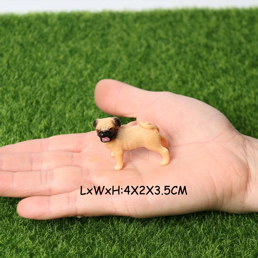 Realistic Mini Dog Figurines Labrador Poodle Bulldog Puppy Playset, Cake Topper Kids Birthday Party Table Decor Gift