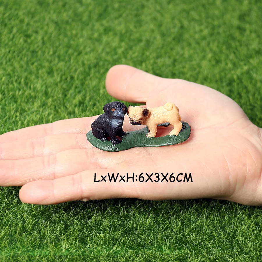 Realistic Mini Dog Figurines Labrador Poodle Bulldog Puppy Playset, Cake Topper Kids Birthday Party Table Decor Gift