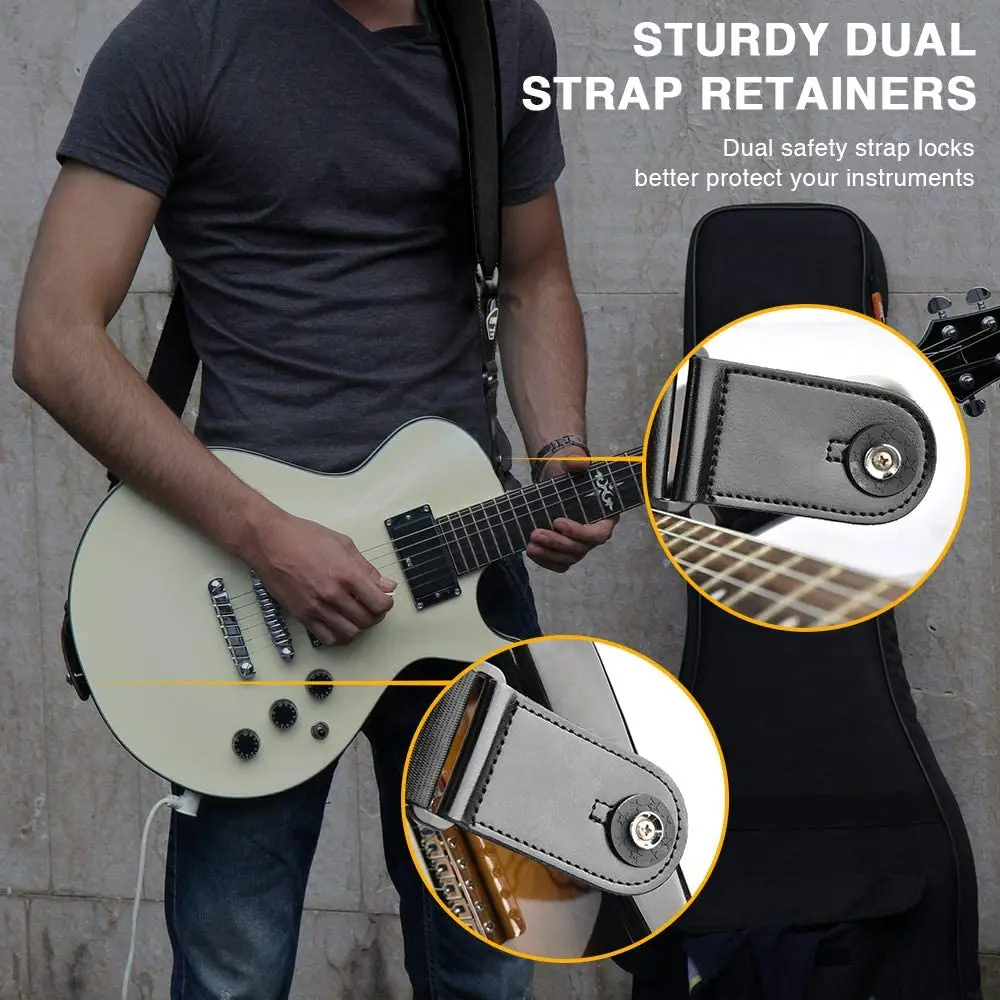 LEKATO 3D Sponge Guitar Strap Belt LGS-1 Adjustable Filling Electric Guitar Strap Bass Belt 3.5" Wide With 6 Picks