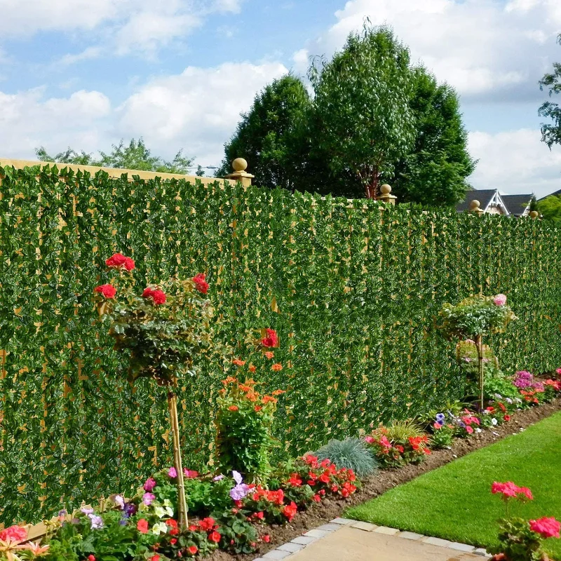 100/300cm Artificial Ivy Hedge Fence Panels Green Faux Ivy Leaf Privacy Fence Screen for Outdoor Home Garden Balcony Decoration