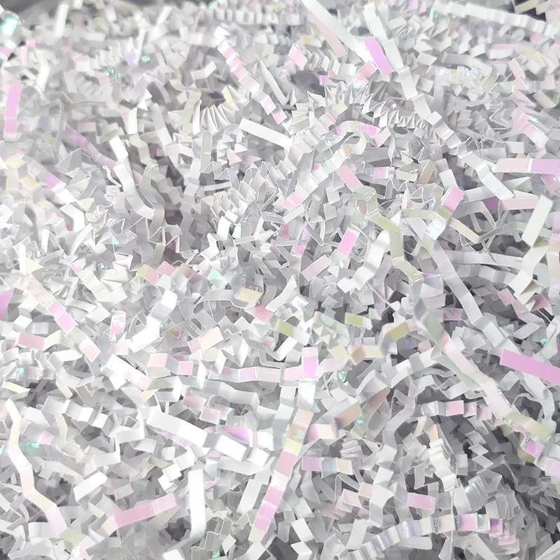 Metal Laser Colorful Shredded Crinkle Folds Craft Raffia Paper Candy Lipstick Gift Box Decor Packing Filler Party Favor Supplies