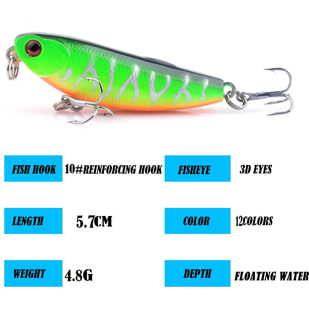 1Pcs Floating Pencil Fishing Lure 5.7cm 4.8g Top Water Dogs Hard Lures Baits Wobblers Artificial Hard Bait Pesca Fishing Tackle
