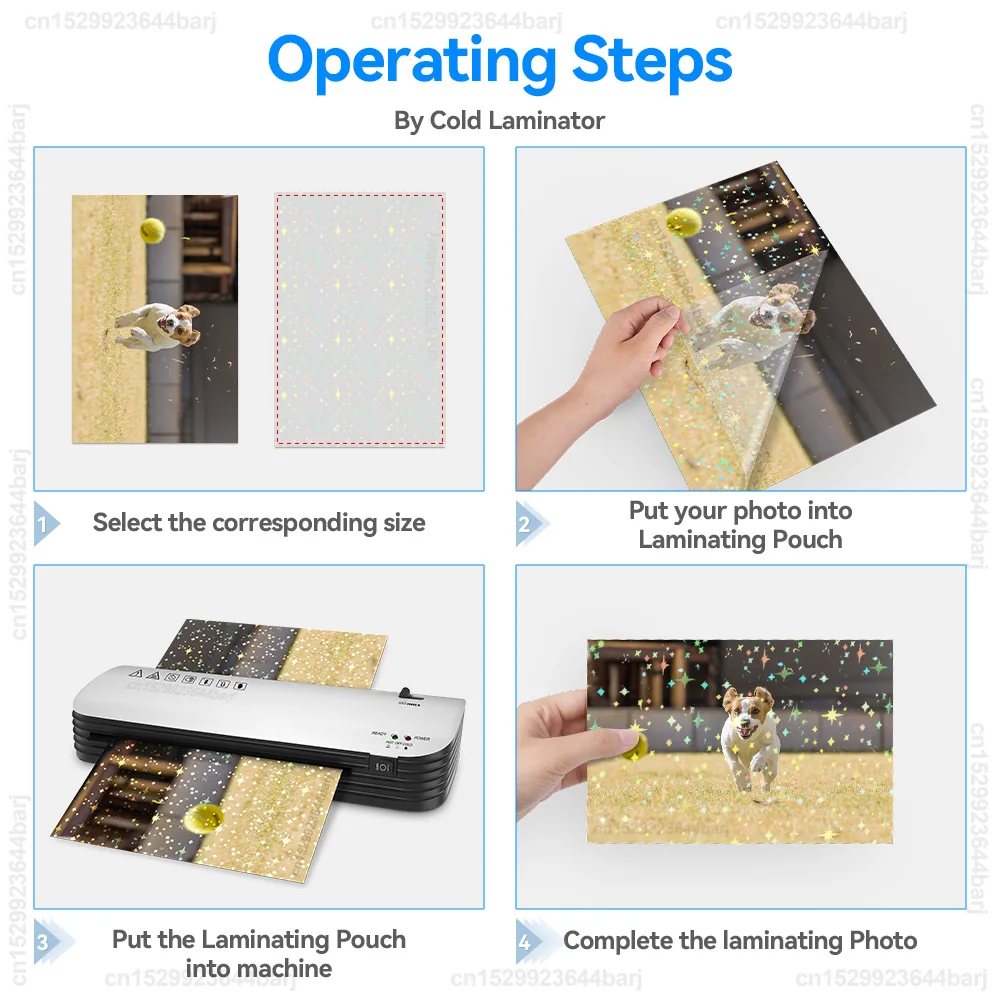 10 Sheets A4 Self-Adhesive Cold Laminating Film Waterproof Transparent Shiny Stars Dots DIY Package Card Photo Holographic Film