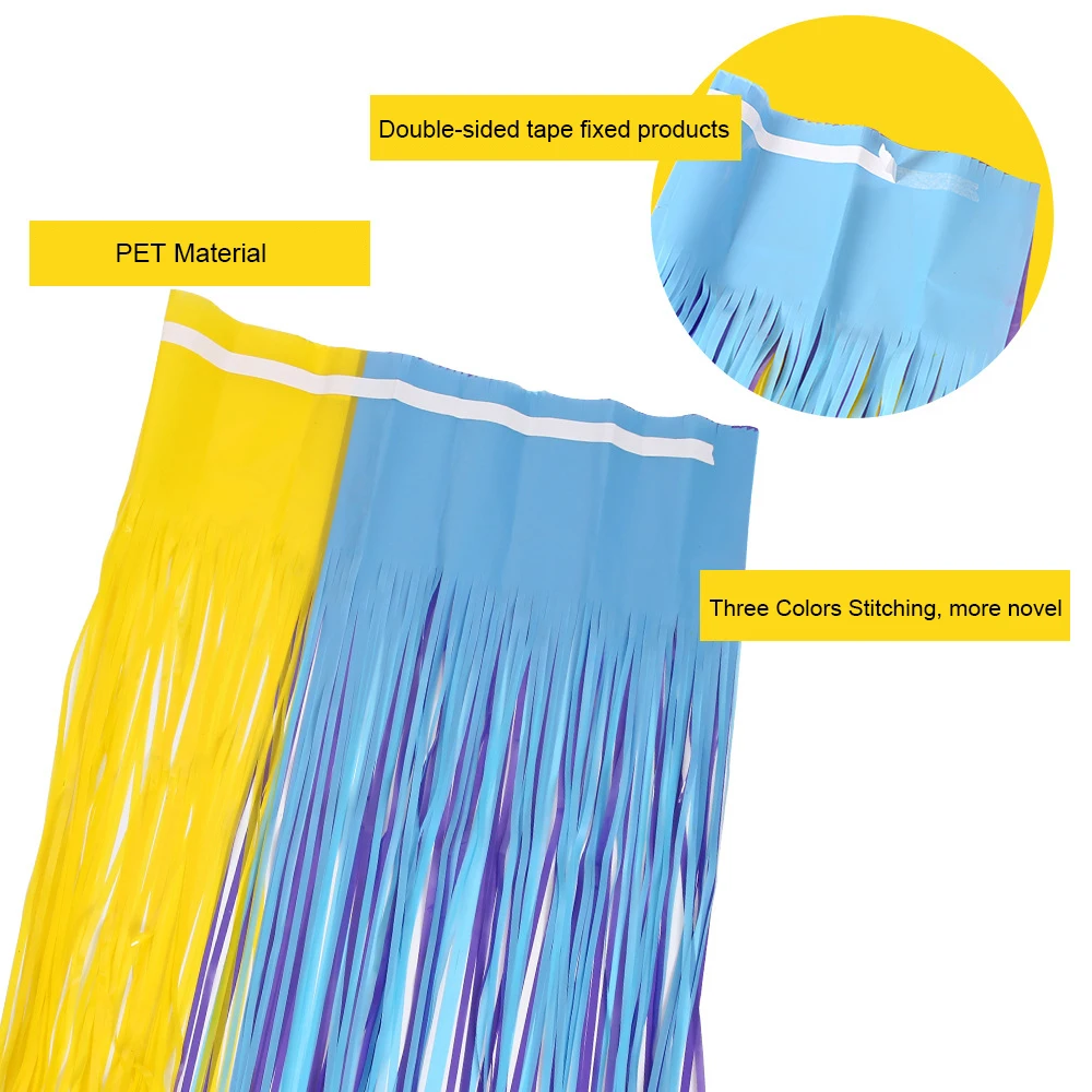 2Pcs Colorful Fringe Curtain Macaron Backdrops Tinsel Curtain for Girl Unicorn Mermaid Wedding Party Decoration Wedding