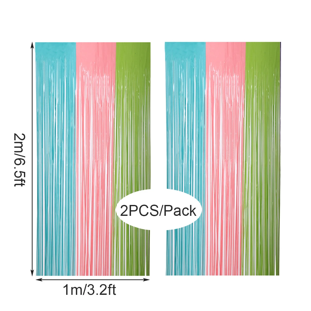 2Pcs Colorful Fringe Curtain Macaron Backdrops Tinsel Curtain for Girl Unicorn Mermaid Wedding Party Decoration Wedding