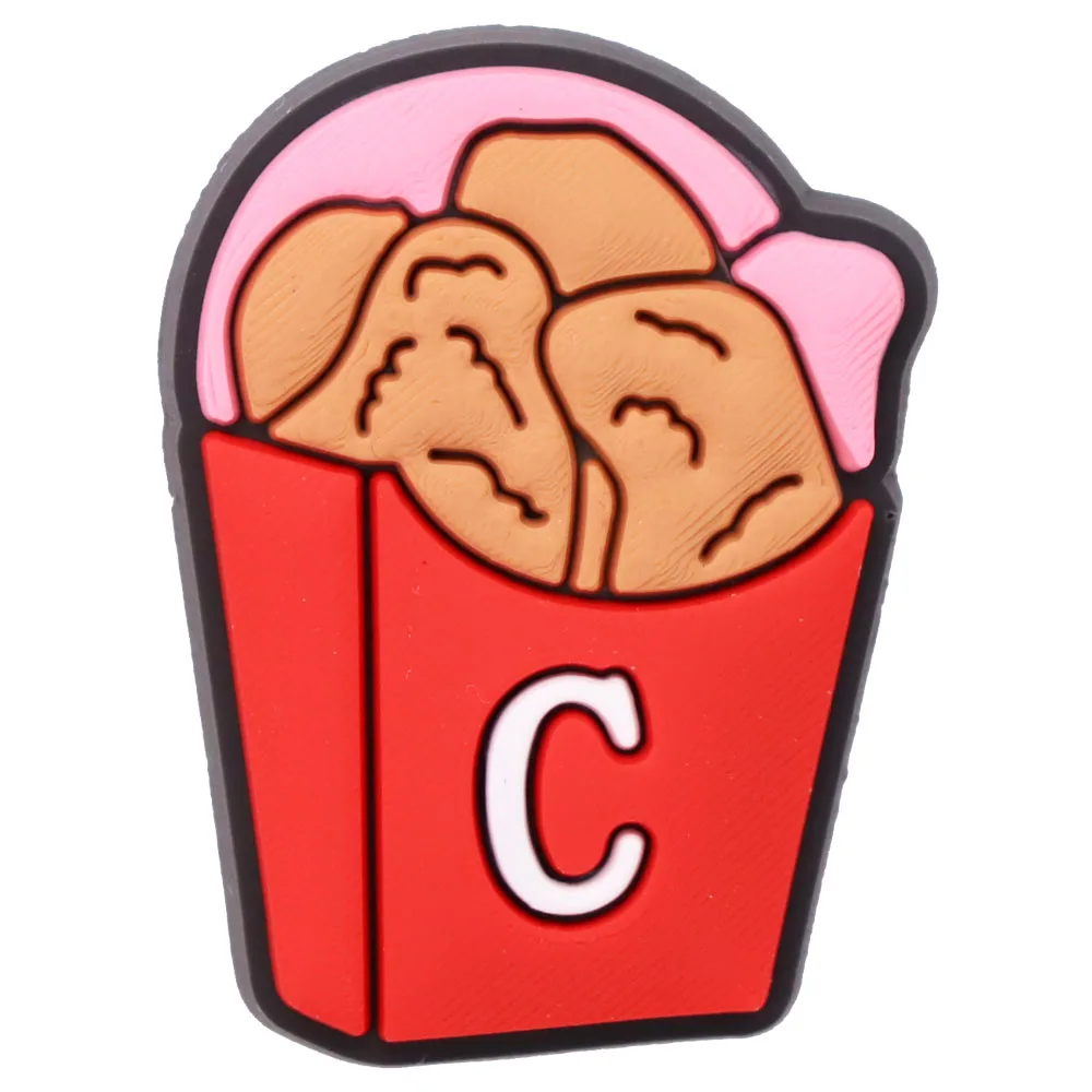 1PCS PVC Cartoon Shoe Charms Kawaii Food Pizza Ketchup Fried Chicken Beer Shrimp Coffee Buckle Clog Children Adorable Decoration