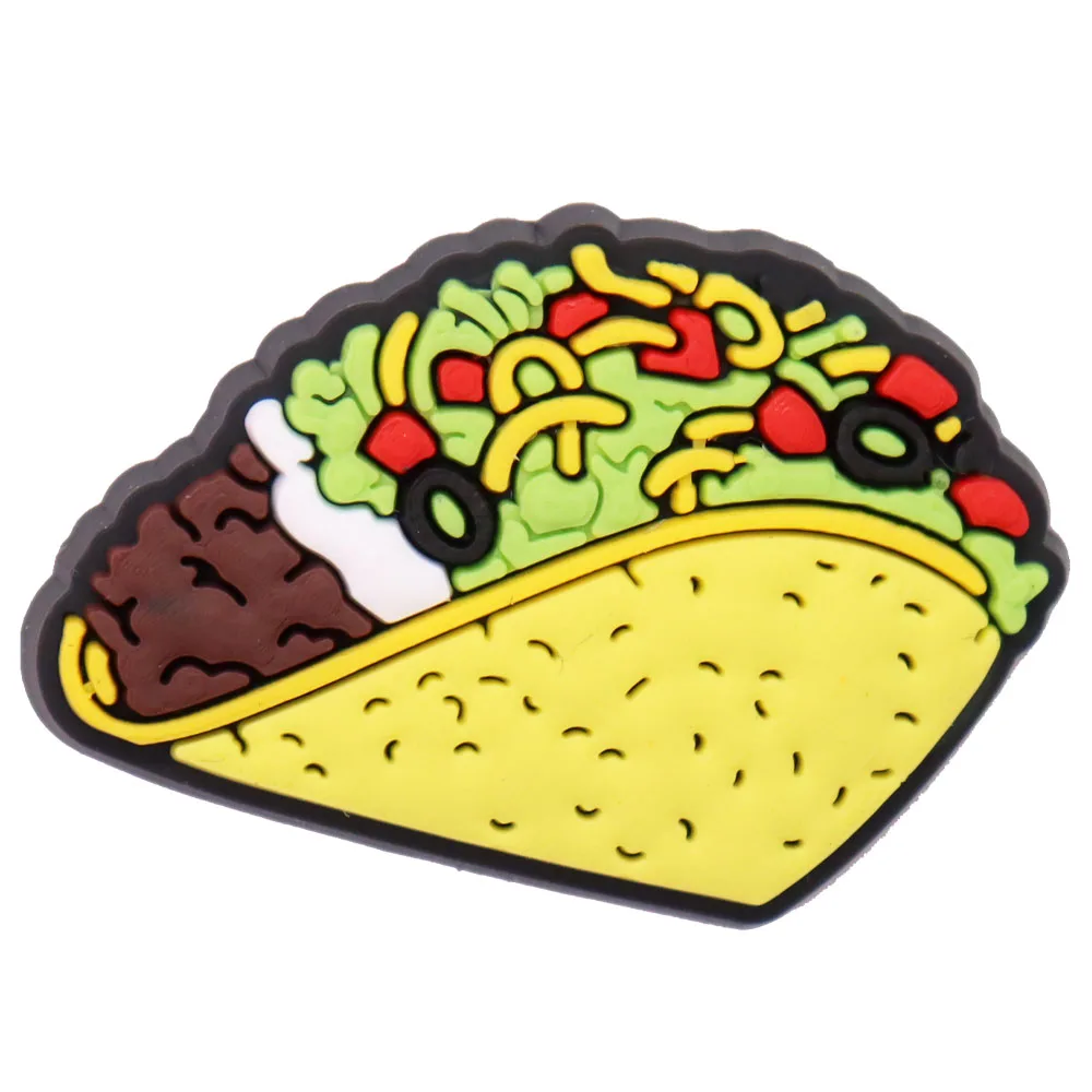 1PCS PVC Cartoon Shoe Charms Kawaii Food Pizza Ketchup Fried Chicken Beer Shrimp Coffee Buckle Clog Children Adorable Decoration