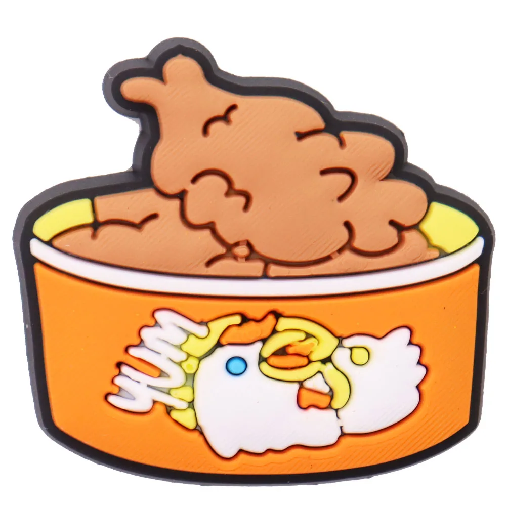 1PCS PVC Cartoon Shoe Charms Kawaii Food Pizza Ketchup Fried Chicken Beer Shrimp Coffee Buckle Clog Children Adorable Decoration
