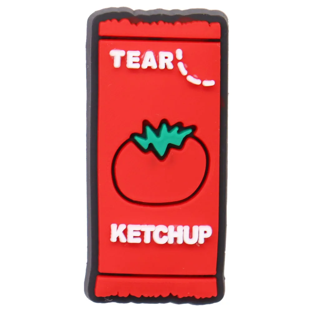 1PCS PVC Cartoon Shoe Charms Kawaii Food Pizza Ketchup Fried Chicken Beer Shrimp Coffee Buckle Clog Children Adorable Decoration