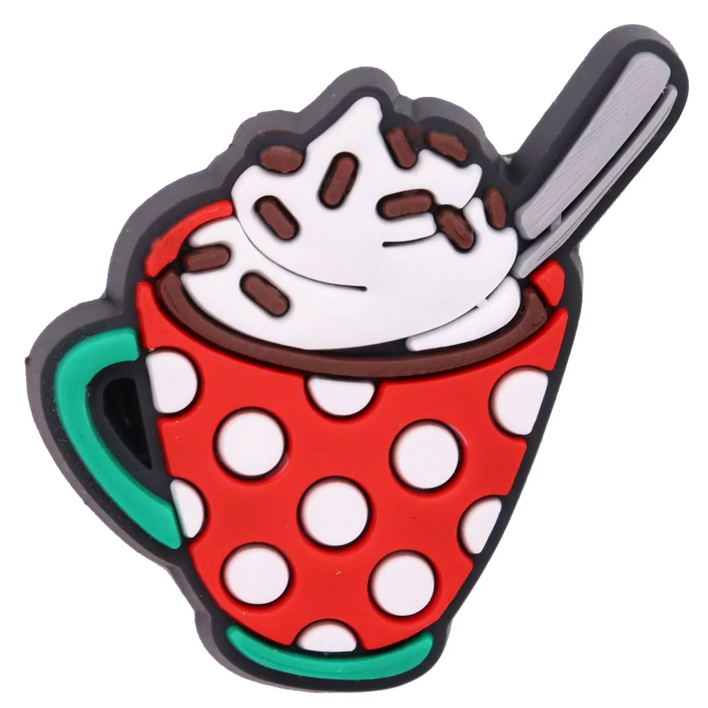 1PCS PVC Cartoon Shoe Charms Kawaii Food Pizza Ketchup Fried Chicken Beer Shrimp Coffee Buckle Clog Children Adorable Decoration