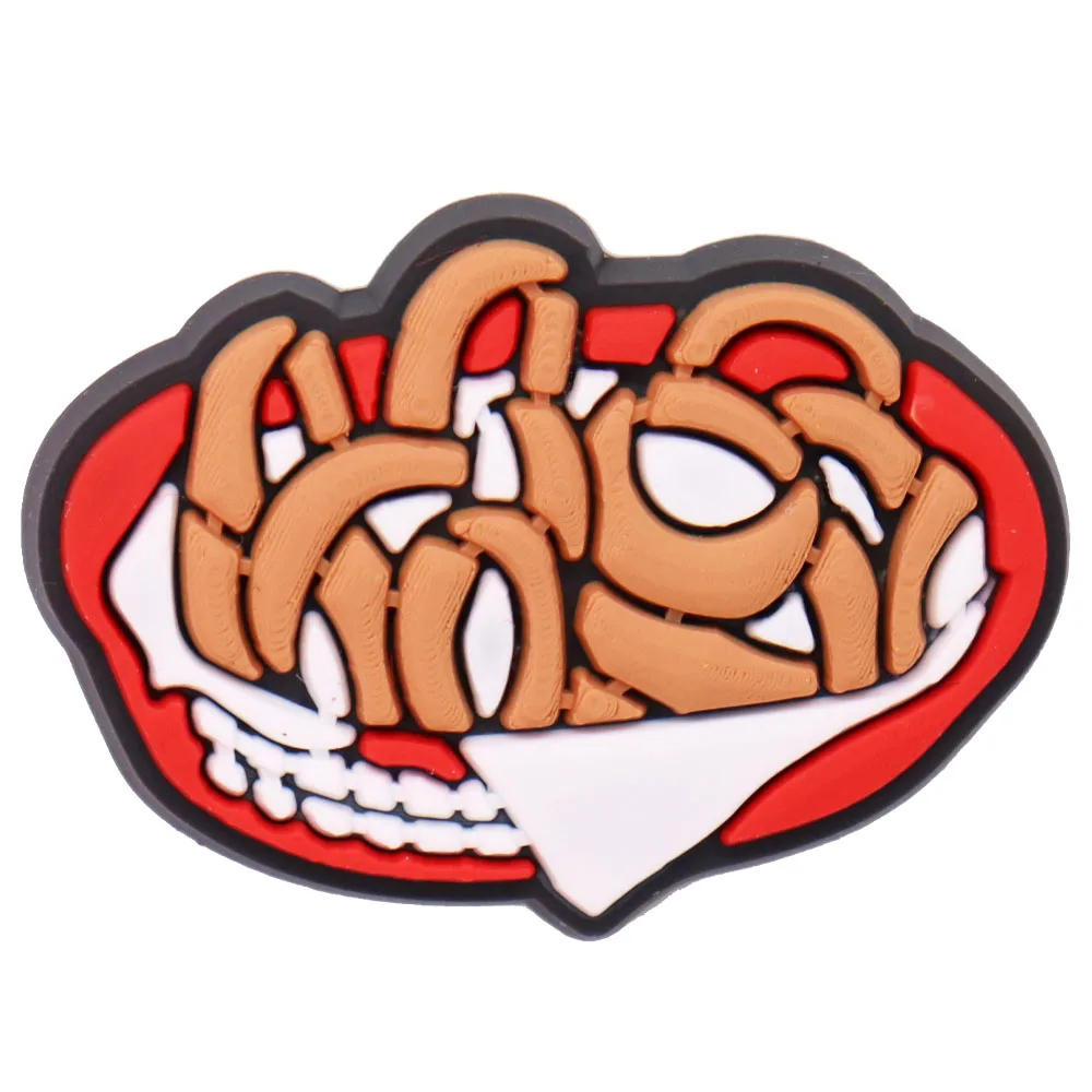 1PCS PVC Cartoon Shoe Charms Kawaii Food Pizza Ketchup Fried Chicken Beer Shrimp Coffee Buckle Clog Children Adorable Decoration