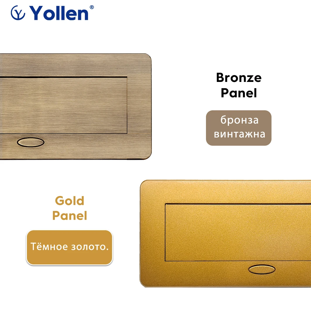 Aluminum Panel EUR/French Bronze Gold(Бронза Bинтажна)/Black/Silver Table Socket 2/3 Way Outlet USB Power Three Power Household