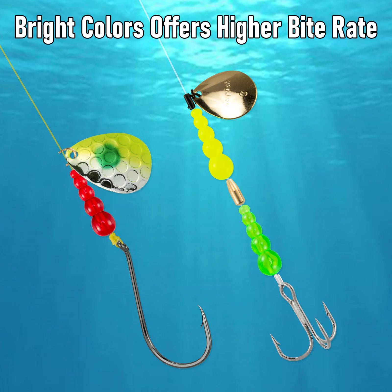 50pcs Stacked Fishing Beads Plastic Fishing Lure Making Supplies for Inline Spinner Spinnerbait Walleye Rig Trout Bass Crappies