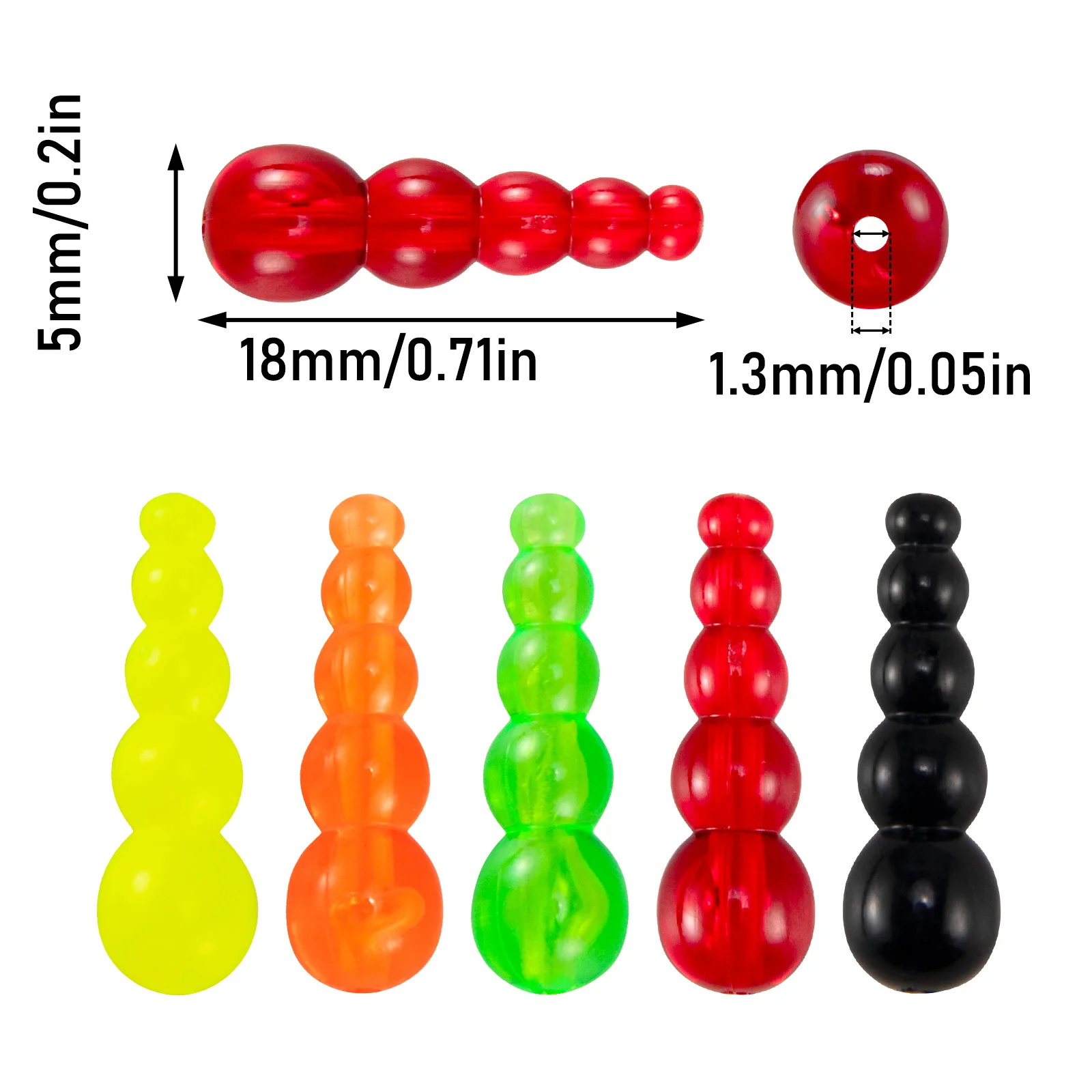 50pcs Stacked Fishing Beads Plastic Fishing Lure Making Supplies for Inline Spinner Spinnerbait Walleye Rig Trout Bass Crappies