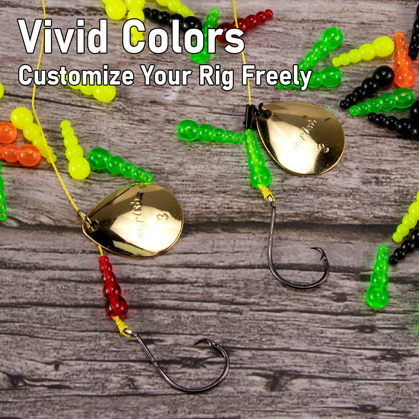 50pcs Stacked Fishing Beads Plastic Fishing Lure Making Supplies for Inline Spinner Spinnerbait Walleye Rig Trout Bass Crappies