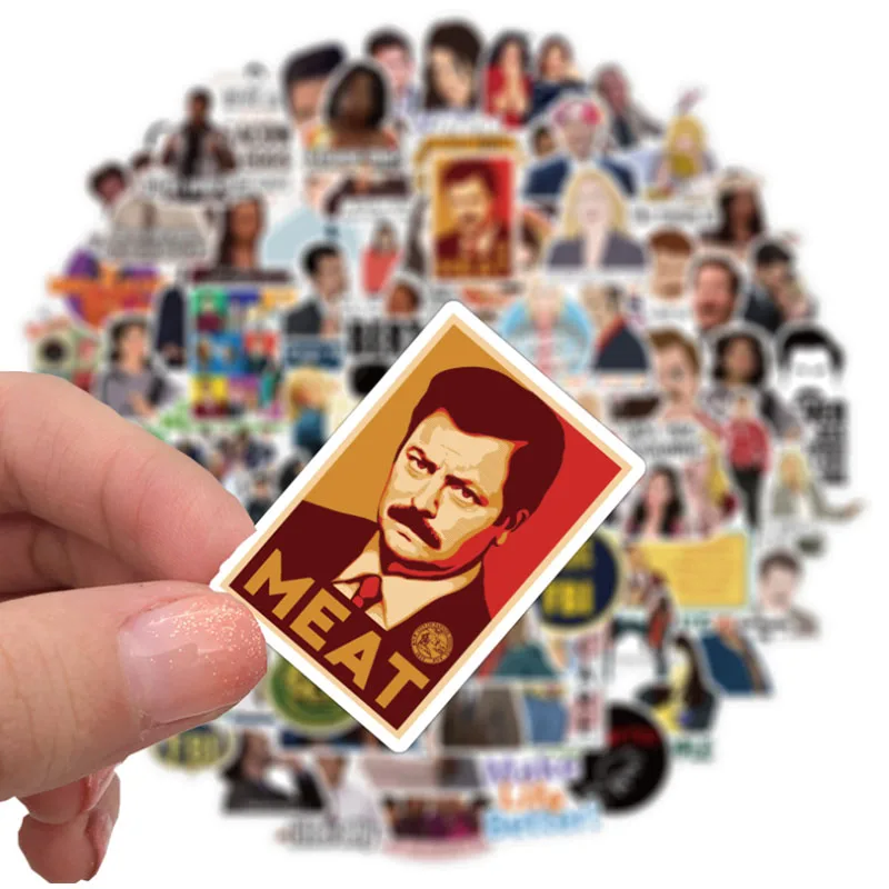 10/30/50/100Pcs  American Drama Parks and Recreation Sticker Waterproof  Snowboard Laptop Luggage Fridge Car Decal Home Decor