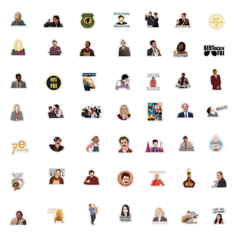 10/30/50/100Pcs  American Drama Parks and Recreation Sticker Waterproof  Snowboard Laptop Luggage Fridge Car Decal Home Decor