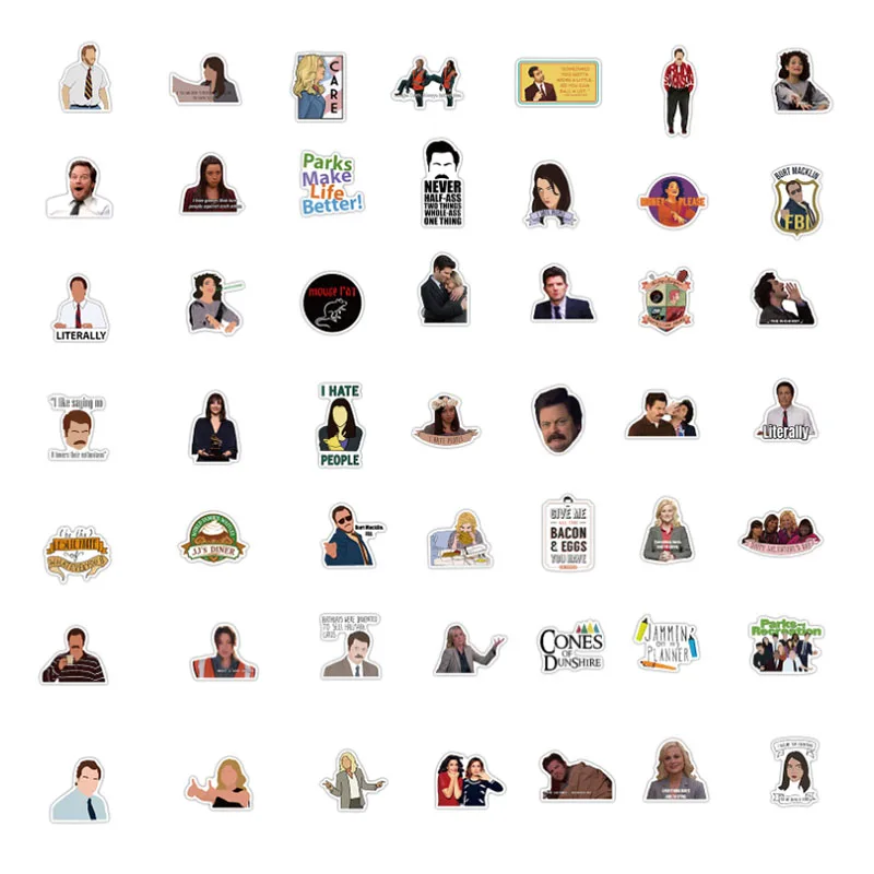 10/30/50/100Pcs  American Drama Parks and Recreation Sticker Waterproof  Snowboard Laptop Luggage Fridge Car Decal Home Decor