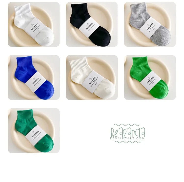 CHAOZHU Women Stretch Rib Cotton Rubber Pressure Althetic Ankle Socks Casual Style Solid Colors Klein Blue Calcetines Female