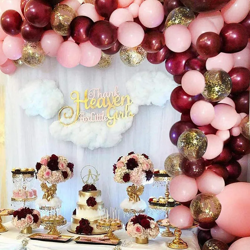 Burgundy Wine Red Balloons Garland Kit Red Gold Balloon Arch Christmas Balloons Garland Christmas Decor Valentine's Day Decor