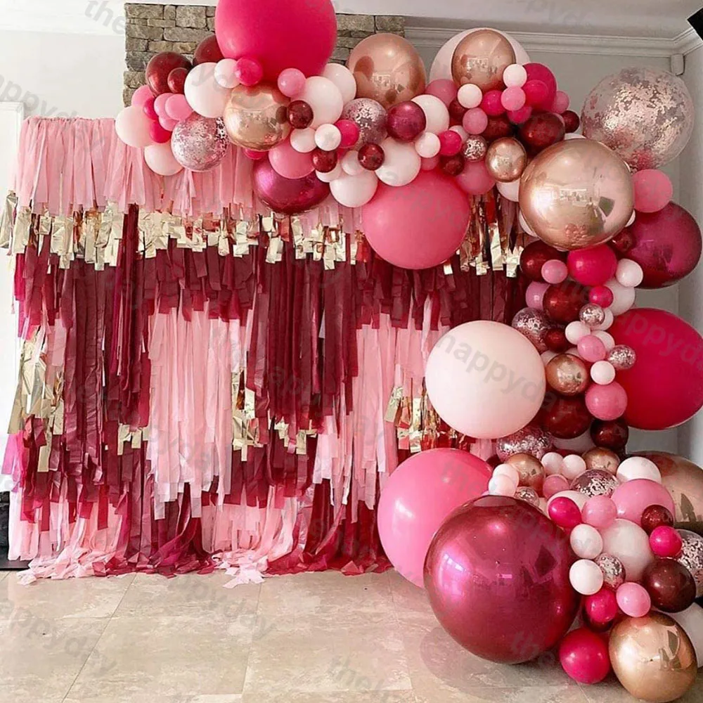 Burgundy Wine Red Balloons Garland Kit Red Gold Balloon Arch Christmas Balloons Garland Christmas Decor Valentine's Day Decor