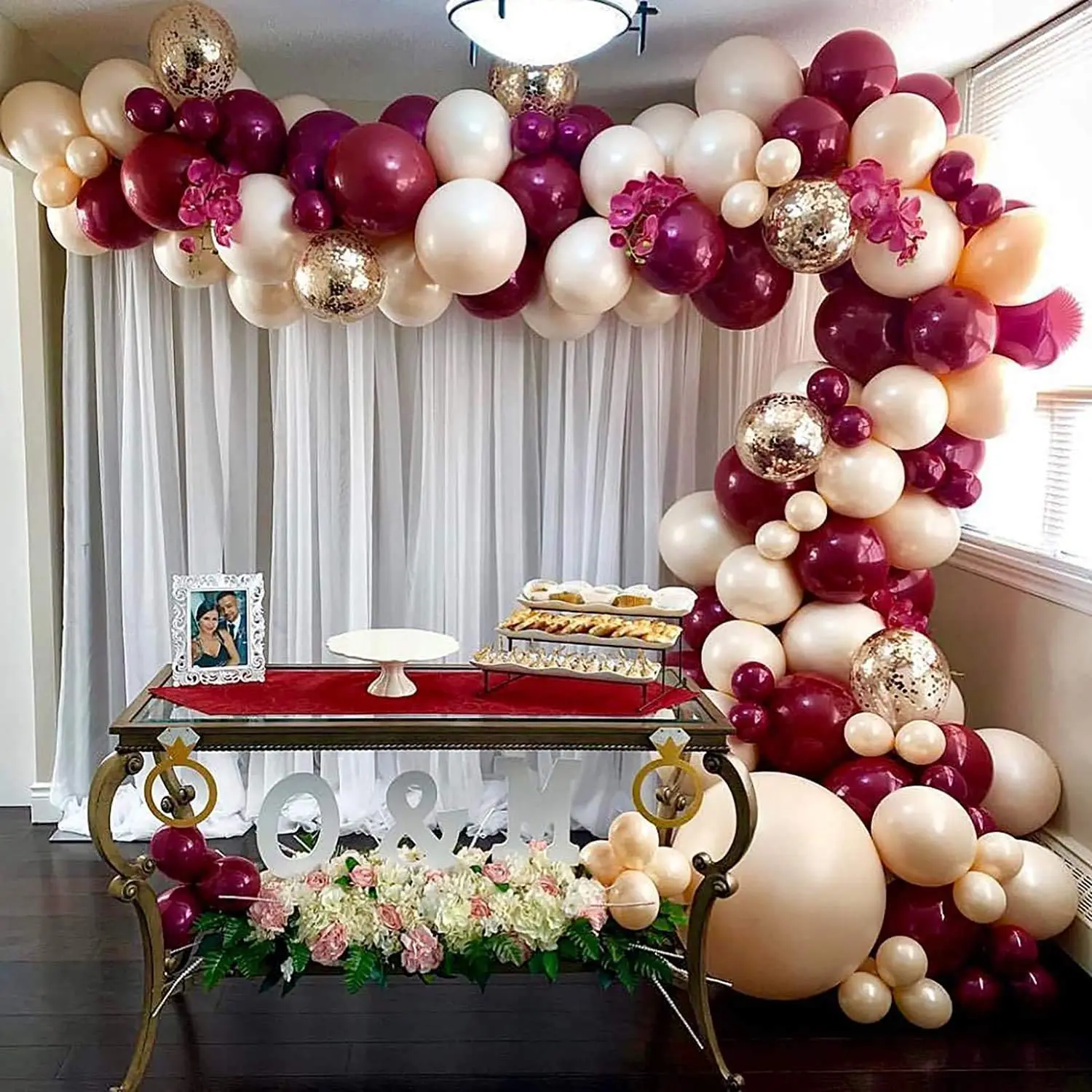 Burgundy Wine Red Balloons Garland Kit Red Gold Balloon Arch Christmas Balloons Garland Christmas Decor Valentine's Day Decor