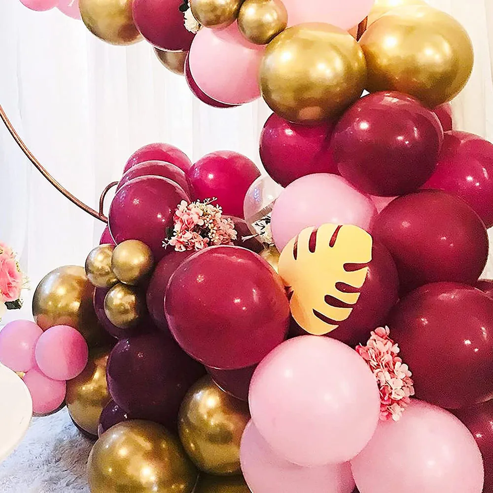 Burgundy Wine Red Balloons Garland Kit Red Gold Balloon Arch Christmas Balloons Garland Christmas Decor Valentine's Day Decor
