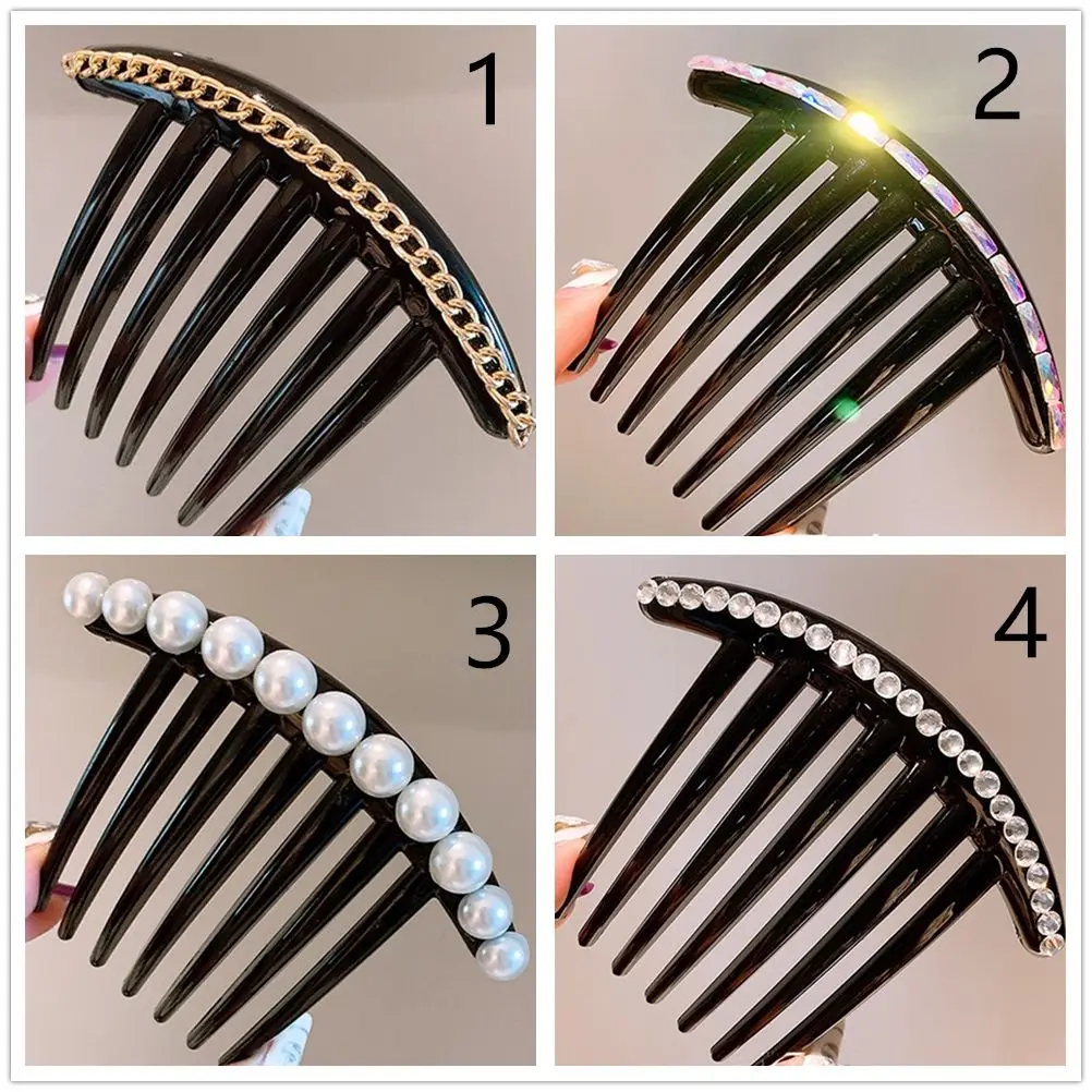 Pearl Sequins Hair Clips Side Comb Tooth Foldable Hair Pin Ladies Hair Ornaments Accessories