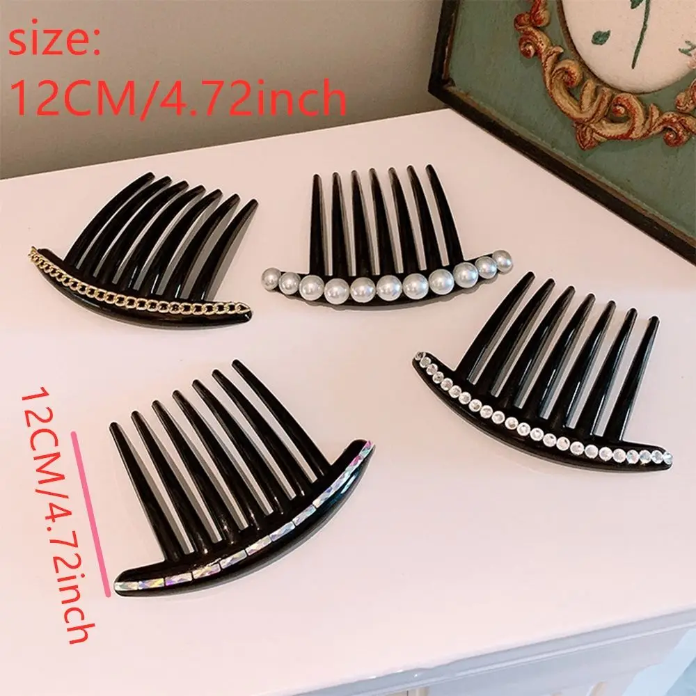 Pearl Sequins Hair Clips Side Comb Tooth Foldable Hair Pin Ladies Hair Ornaments Accessories