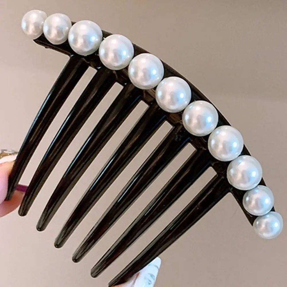 Pearl Sequins Hair Clips Side Comb Tooth Foldable Hair Pin Ladies Hair Ornaments Accessories