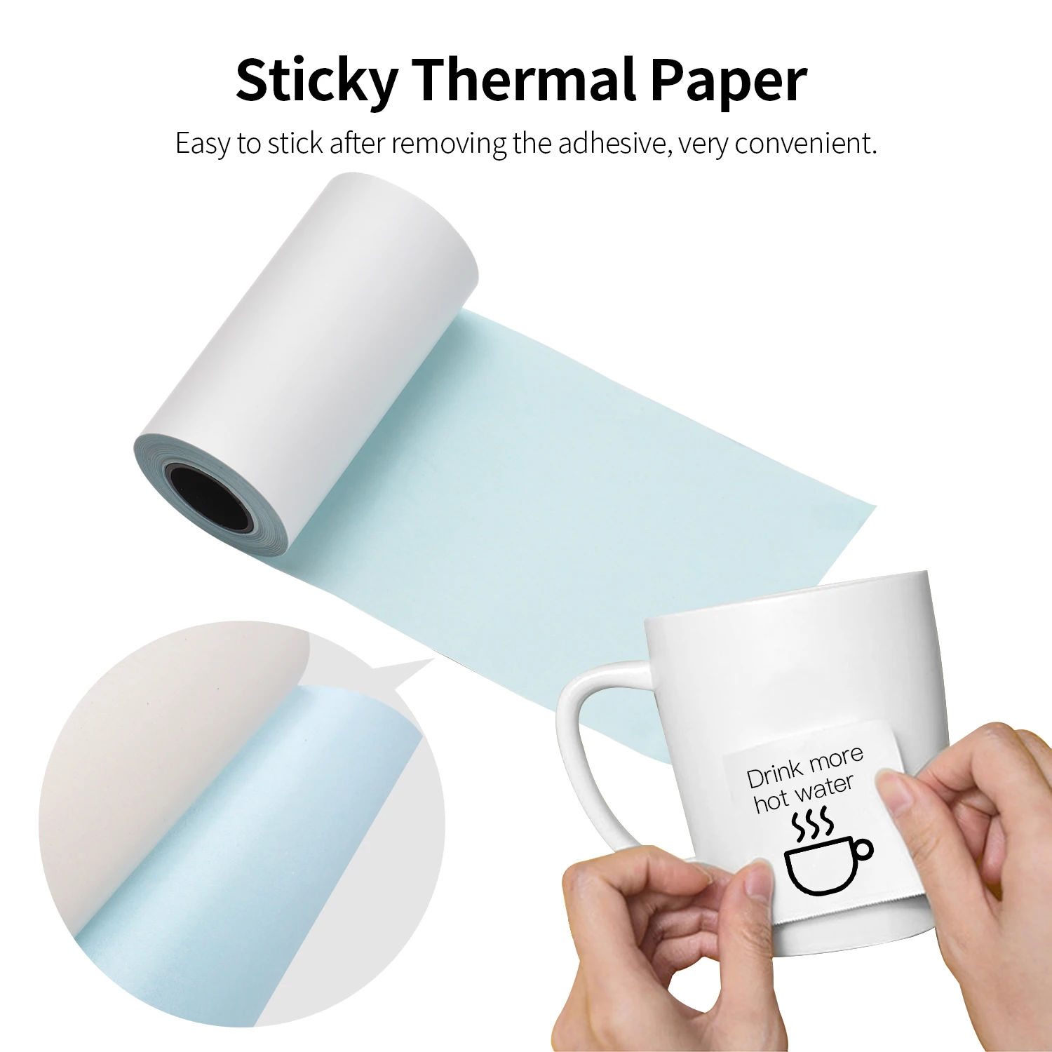 5/10 Rolls 57x30mm Self-Adhesive Direct Thermal Paper Printable Sticker Paper BPA-Free Waterproof Oil-proof Sticky Paper Roll