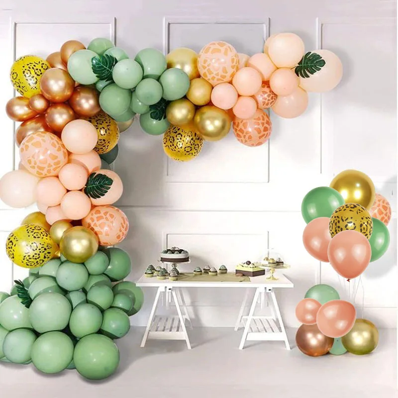 Jungle Safari Birthday Party Balloon Garland Kit Wedding Baby Shower Wild One Kid Birthday Party Balloon Background Decorations