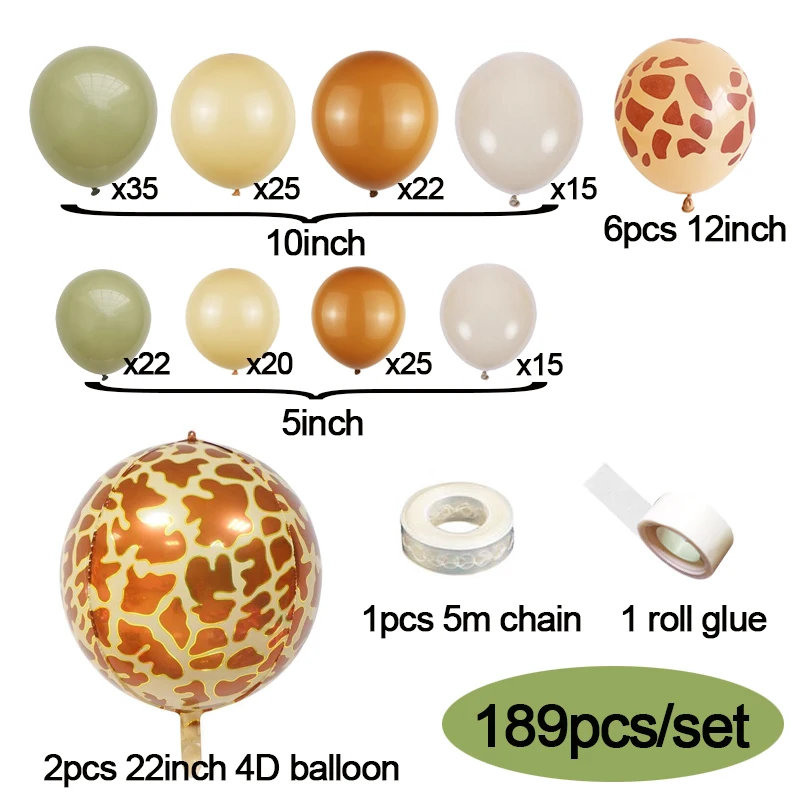Jungle Safari Birthday Party Balloon Garland Kit Wedding Baby Shower Wild One Kid Birthday Party Balloon Background Decorations