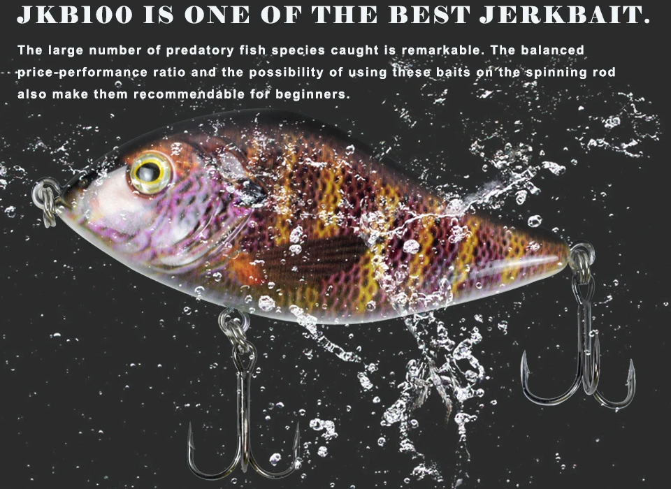 ALASICKA 70/100MM 14.5/45G For Pike Musky Fishing Slow Sinking Jerkbait Fishing Lure Slider Swim Action Hard Body Jerk Bait