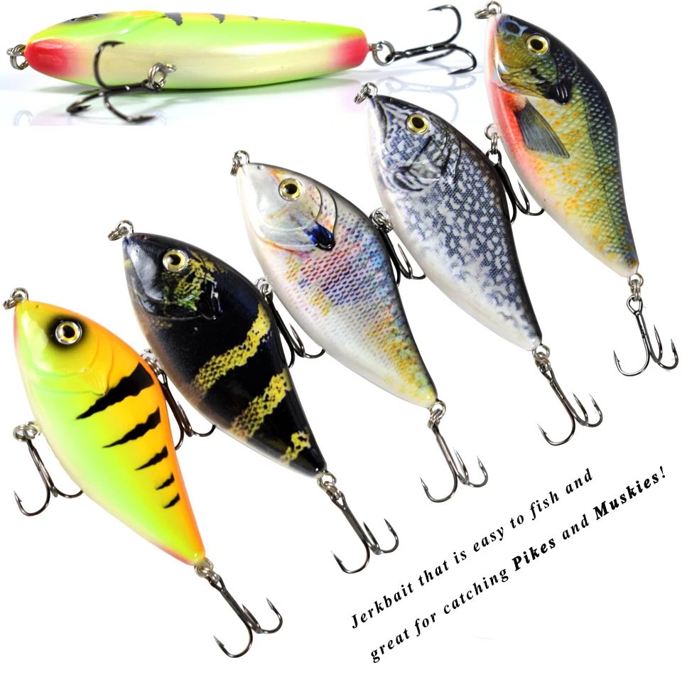 ALASICKA 70/100MM 14.5/45G For Pike Musky Fishing Slow Sinking Jerkbait Fishing Lure Slider Swim Action Hard Body Jerk Bait