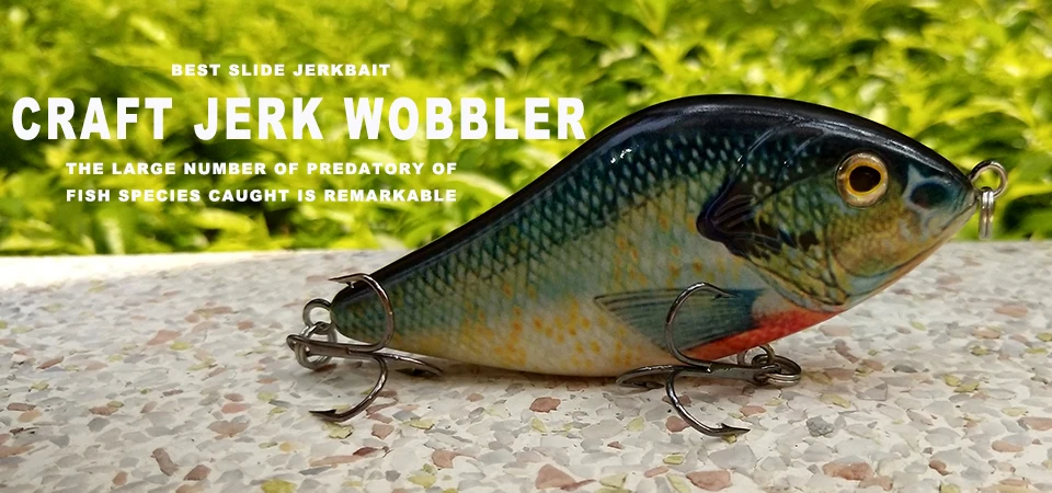 ALASICKA 70/100MM 14.5/45G For Pike Musky Fishing Slow Sinking Jerkbait Fishing Lure Slider Swim Action Hard Body Jerk Bait