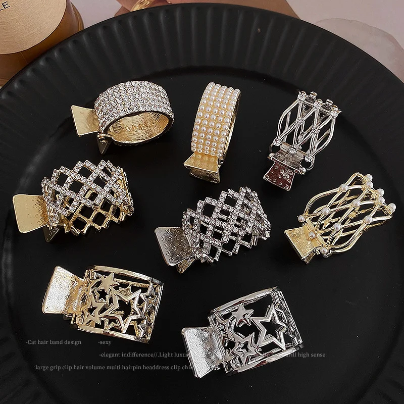 Korean Pearl Crystal Hair Claws Clips Women Geometric Hair Claw Girls Clamps Hair Crab Headband Hairpin Fashion Hair Accessories