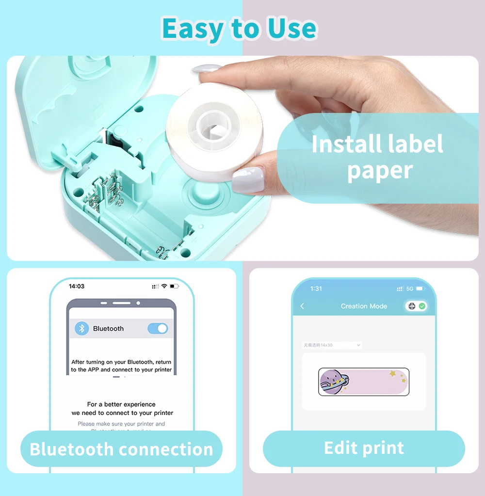 White Label Tape for Phomemo Q30 Printer Paper 3 Rolls Label Sticker Paper Roll for Phomemo Labeller Q30 D30 Label Printer