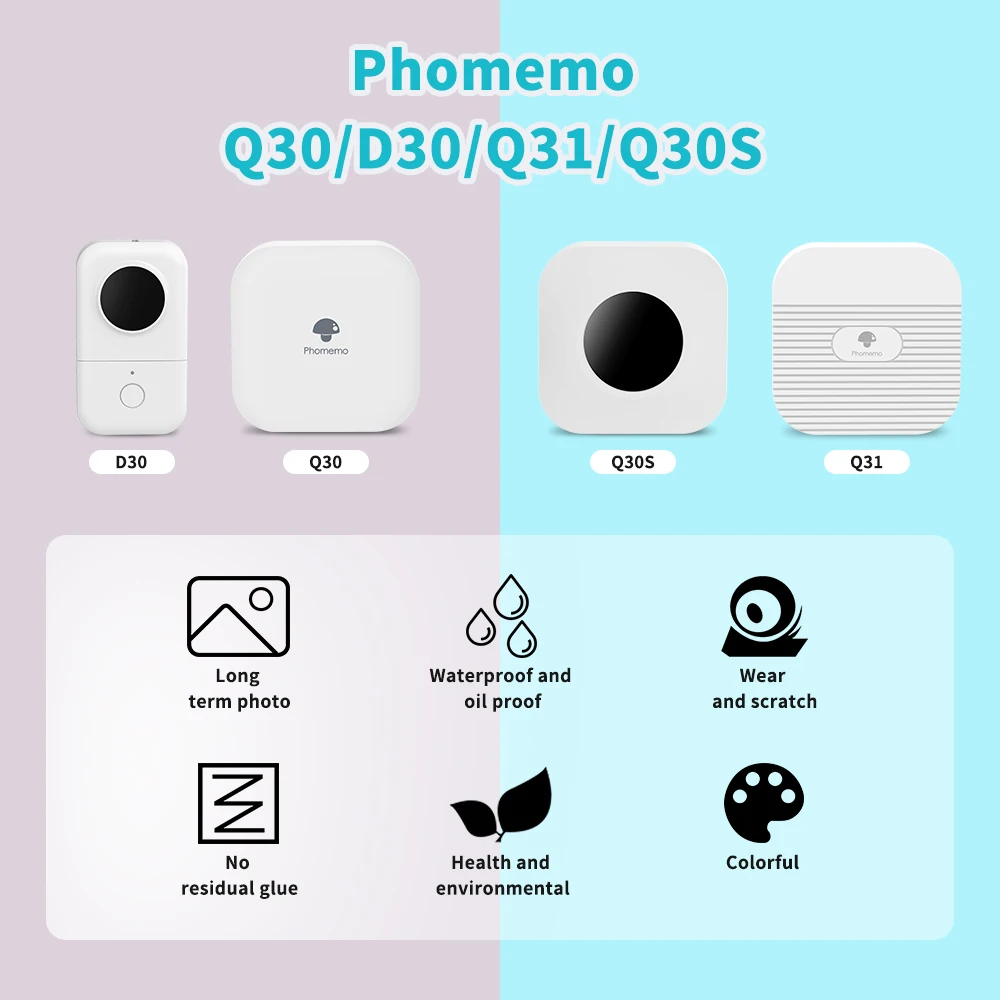 White Label Tape for Phomemo Q30 Printer Paper 3 Rolls Label Sticker Paper Roll for Phomemo Labeller Q30 D30 Label Printer