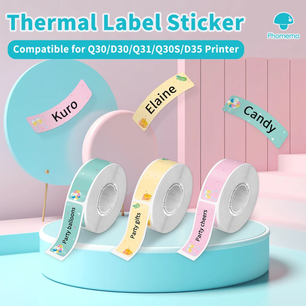 White Label Tape for Phomemo Q30 Printer Paper 3 Rolls Label Sticker Paper Roll for Phomemo Labeller Q30 D30 Label Printer